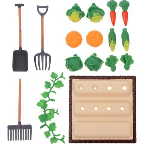 IMIKEYA 1 Set Miniature Dollhouse Farm Model Kit: Vegetable Furniture Field Scene Mini Landscape Models Mini Farm Tool Models Mini Shovel Rake Micro Landscape Mini Dollhouse Decor Kids Educational Toy