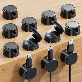 12 Pack Magnetic Cable Clip, [Smooth Adjustable] Phone Cord Holder for Nightstand, Adhesive Magnetic Cord Holder, Under Desk Cable Management Keeper Organizer for Nightstand Wall Car Office