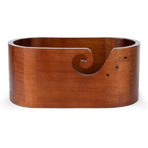 Wooden Yarn Bowl, Large Size Wood Crochet Bowls for Yarn Handmade Knitting Yarn Bowl Crochet Yarn Holder Bowl Storage Accessories for Knitting and Crocheting Lovers(Ebony Color)