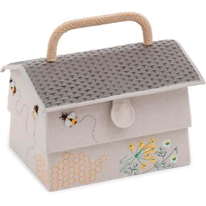 Hobby Gift Sewing Basket – 11.5 x 8.25 x 9 Novelty Sewing Box with Removeable Tray, Craft Storage & Hobby Organiser for Sewing Supplies – Bee
