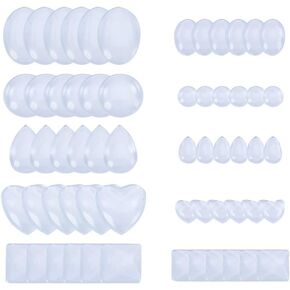 PandaHall Elite 60 Pcs Half Round Flat Back Clear Glass Dome Tile Cabochon 10 Styles for Photo Pendant Craft Jewelry Making