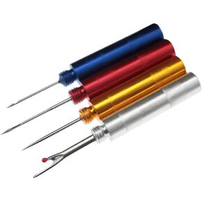 yyangz 4PCS Stainless Steel Mini Leather Awl Sewing Bag Sole Repair Crochet Hook Wooden Shank Leather Sewing Awl for Sewing DIY Hand Sewing Garment Punching