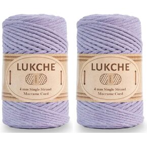 4mm Single Strand Macrame Cord Rope 82 Yards, Colored Macrame Rope, Cotton Rope Macrame Yarn, Colorful Cotton Craft Cord for Wall Hanging, Plant Hangers, Crafts, Knitting (White, 4mm 1 Skein)