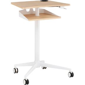 Safco Products 1944NA VUM Pneumatic Height-Adjustable Stand-Up Mobile Laptop Computer Workstation, Mobile Computer Cart, 22.875" D x 30.75" W x 48.25" H