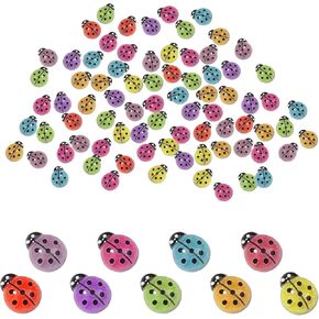 100 PCS Luminous Tiny Resin Ladybugs Glow in The Dark Mini Resin Ladybugs Craft Decors for Garden Micro Landscape Potted Ornament Scrapbooking Crafts Home Embellishments Party Toys DIY Wreath