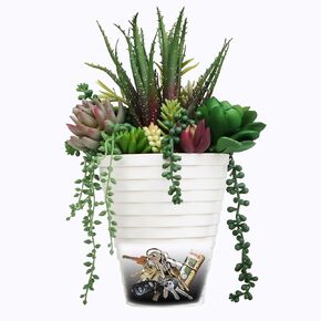 Memeyou Hide A Key Outdoor Flower Pot Diversion Safe Secret Hidden Safe Box Compartment Large Cute Waterproof Key Hider Storage Hiding The Valuables Inside Plants Not Include(1 pcs)