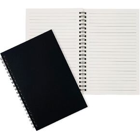 2-Pack College Ruled Hardback Black Cover Spiral Notebook - Memo Notepad and Sketchbook for Students, Office, and Business Diary, 120 Pages (60 Sheets), 7.48 x 5.11 Inches.