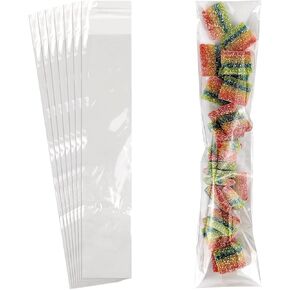 100 Pcs Cellophane Bags, 2x12 Inches Self Sealing Treats Bags, Pretzels Individual Bags, Clear Cellophane Bags for Pretzel Rods Candies Snacks Cookies