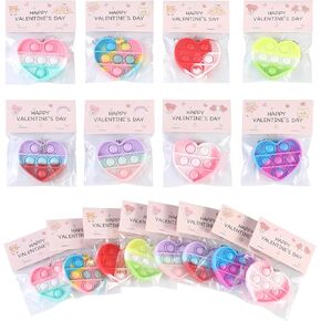 32Pcs Heart Shape Pop Fidget Toy with Card for Kids, School Classroom Exchange Kit for Kids, Party Favor Supplies for Kids