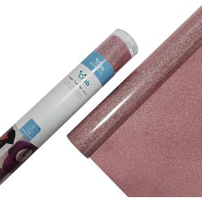 Crab HTV Heat Transfer Vinyl Roll - Glitter 12" x 5ft, Easy to Cut & Peel Iron on Vinyl for DIY T-Shirts Bags Gifts Design Compatible Cricut, Silhouette Cameo, Heat Press, Cutter Machine (Rose Gold)