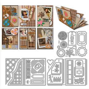 GLOBLELAND Mini Memory Book Cutting Dies for Card Making Mini Album Metal Die Cuts Film Frame Cutting Dies Templates for Scrapbooking Journal Embossing Paper Craft Decor