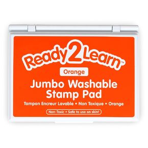 READY 2 LEARN Jumbo Washable Stamp Pad - Orange - 6.2"L x 4.1"W - Non-Toxic - Fade Resistant - Ideal Size for Baby Handprints and Footprints