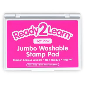 READY 2 LEARN Jumbo Washable Stamp Pad - Pink - 6.2"L x 4.1"W - Non-Toxic - Fade Resistant - Ideal Size for Baby Handprints and Footprints