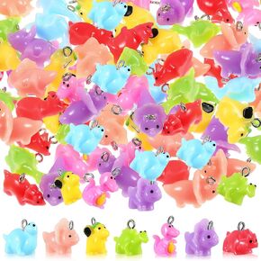 50 Pcs Mini Dinosaur Charms Miniature Resin Tiny Dinosaurs Pendants Colorful Resin Dinosaur Jewelry Making Charms for DIY Earring Bracelet Necklace Keychains Crafts Making Decors