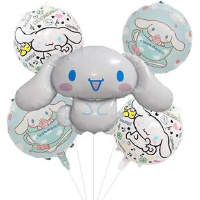 Educatgame Cute Cartoon Anime Balloon Doll - Set of 5, Large Foil Balloon for Birthday Party, Themed Party Decorations Supplies for Indoor and Outdoor (Blue)
