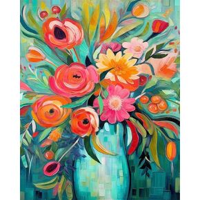 BXXRBX Paint by Numbers Kit for Adults Flowers- Flower Adult Paint by Number Kits, Painting by Numbers for Adults Floral for Gift Home Wall Decor(16x20in)