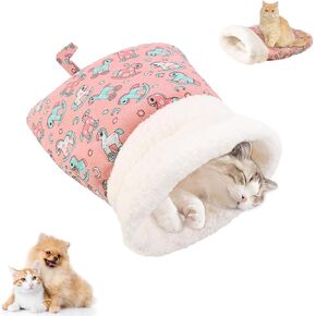 Cozy Cat Sleeping Bag, Cat Sleeping Bag for Indoor Cats, 360°Warm Cat Nap Sleeping Bag, Soft Plush Cat Sack Bed, Large Sleeping Bag for Cats up to 7.5Kg/16Lbs