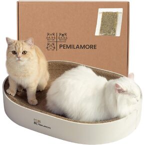 Cat Scratcher Cardboard Bowl for Indoor Cats – Large (24.4x17.7x3.9in), Lounger, Round, Reversible, Durable, Protects Furniture, Cat Bed & Scratching Pad, Safe with Cornstarch Glue