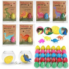 DAZONGE Valentines Day Cards for Kids School Classroom, 30 Pack Valentines Hatching Dinosaur Eggs Cards, Valentine's Day Exchange Gifts for Kids Boys Girls, Valentine Party Favors
