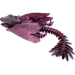 3D Printed Feathered Wyvern Dragon, 3D Printed Dragon with Wings,Adjustable Wings and Simulated Glasses Articulated Dragon Crab Toy, Desktop Pet Toy, Home Office Decor (Purple-2)