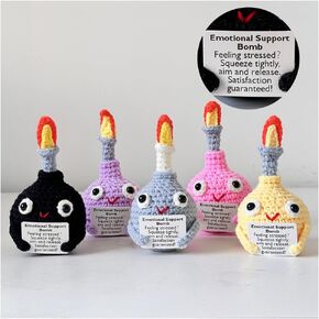5PCS Handmade Crochet Bomb Desk Ornament,Crochet F-Bomb,Emotional Support Bomb,Stress Relief Gift,Mental Health Gift,Home/Office Desk Decor,Crochet Desk Toys, for Team/Colleagues/Friends