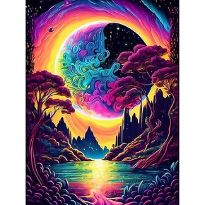 Huacan AB Diamond Painting Kits for Adults Moon Full Drill Round Diamond Art, Diamond Painting for Beginner Paint by Diamonds Landscape DIY 5D Gem Crafts 11.8x15.7inch / 30x40cm