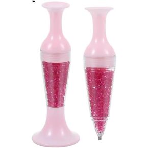 1 PC PINK 5D Diamond Pen للطلاء القلم ، قلم الماس لمجموعات الطلاء والإكسسوارات ، وعاء الزهور على شكل راحة مريحة.