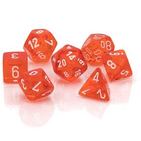 Chessex Dice Translucent: 7pc Orange/White
