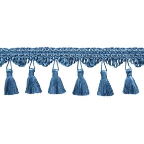 2 1/4" (5.5cm) Elegant Scalloped Tassel Fringe Trim (Style# TFSS0225) French Blue #M45 (Medium Dusty Blue) 5 Yard Value Pack (4.5m/15 ft)