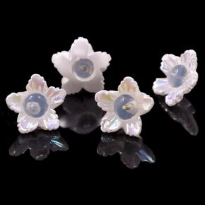 Earring Lifter Backs,Silicone Earring Backs for Droopy Ears,4Pcs Anti-Slip Pearlescent Flower Earring Support Backings,Anti-Allergic Ear Plugs for Heavy Earrings Comfortable Earring Backers for Studs