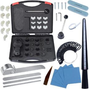 CTISMICE Ring Bender with Metal and Nylon Dies, Bracelet Bender Kit, Ring Sizer Measuring Tool Set, Jewelry Making Tool with Plastic Storage Case for Bending Soft Metal, Silverware, Spoon and Fork