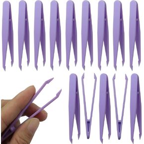 XGNG 20PCS Purple Plastic Tweezers Plastic Tweezers for kids DIY Jewelry Making Crafts Beads Tweezers for Picking and Placing Beads Craft