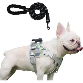 Yansumi mid to Large Dog Harness with Large Chest for Dogs, with 4.92 Foot Polyester Control Handle, Adjustable Reflective and Breathable Belt, Used for Walking Training Dog Accessories (Green, M)