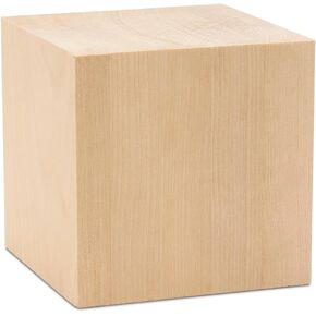 DIY Wood Cubes 4-inch, Pack of 1 Large Blank Wooden Blocks for Crafts, STEM, Building, Monitor Riser, Photo Cube Craft, and Home Decor, by Woodpeckers