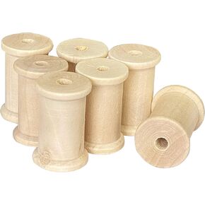 40 Pieces Large Wood Spools Unfinished Wooden Barrel Spools for Crafts (2x1.37 in)