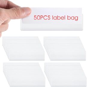50pcs درج ملصقات لفستان ، 1.2 × 4.3 في ملصقات الصندوق ، ملصقات سلة التخزين ، حامل ملصق بلاستيكي صافٍ لرفوف مكتبة الكتب السوبر ماركت.