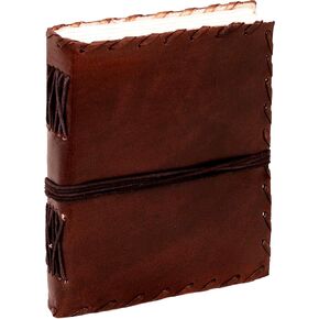 KK's Leather Journal Write Notebook Vintage 7 "& 6" inch Antique Paper Paper Notebooks Brown Leather Plan Place Notebooks Leather Leather Bound Daily Daily Notepad for Men Women (Dark Brown)
