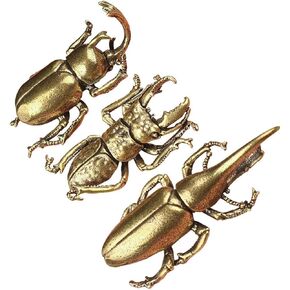 3PCS Brass Insect Ornament Home Decor Exquisite Miniature Statues,Long Horn Bug Desk Decoration Crafts Gift Brass Tea Insects Home Living Room Ornaments