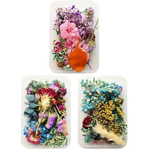 3 Box Real Natural Dried Flower Candle Handmade Making Aromatherapy Wax Piece Special Dried Flower DIY Material (Random Color)