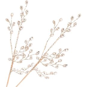 Abaodam 2 PCS Acrylic Bead Drop Crystal Flower Stem Branches Artificial Flower Twigs Picks for Christmas Tree Ornaments DIY Wreath Crafts Wedding Home Decor