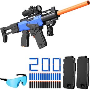 لعبة Toy Gun Automatic Sniper Rifle Bullets -Foam Foam Foam Blaster مع 200 لعبة سهام ، ومجلات 2 و Grip ، وألعاب للبالغين من 8 إلى 12 عامًا ، وهدية عيد الميلاد للأطفال من العمر 8+