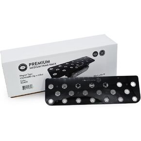 Premium Medium Magnetic Frag Rack Black w/Frag Lock | Acrylic 20 Hole Plugs Reef Coral Frag Holder for Aquarium (1/2" Glass Magnet)