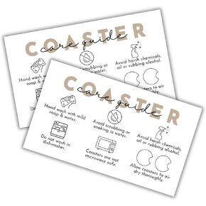 Car Coaster Care Instruction Guide Cards | 50 pk 2x3.5" Template Cardboard Packaging Green Inserts for Selling Sublimation DIY Holders Epoxy Mold Resin