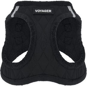 Voyager Step-In Plush Dog Harness – Soft Plush, Step In Vest Harness for Small and Medium Dogs by Best Pet Supplies - Black Plush, S (Chest: 14.5 - 16")