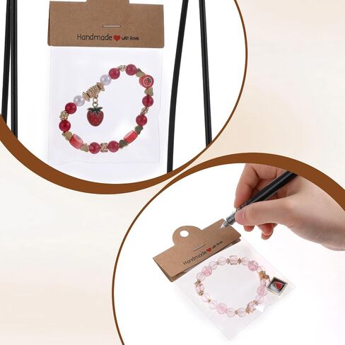 أكياس تغليف المجوهرات ، وحقائب 100 PCS للأعمال التجارية الصغيرة ، حقائب عرض مجوهرات صافية مع بطاقة مطوية كرافت بنية للقلادة ، والأساور ، وأدوات المفاتيح ، وتخزين الأقراط والعرض (4 '' × 3 '') in Kuwait