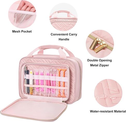 Leudes Diamond Painting Storage Containers, 60 Slots Bead Storage Box for Diamond Art Kits Accessories Organizer Case (Only Bottles and Bag) (Pink-2(60 Jars)) in Kuwait