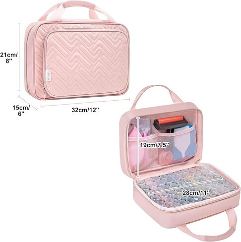 Leudes Diamond Painting Storage Containers, 60 Slots Bead Storage Box for Diamond Art Kits Accessories Organizer Case (Only Bottles and Bag) (Pink-2(60 Jars)) in Kuwait