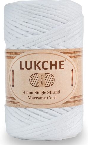 4 ملم حبلا واحد MACRAME الحبل الحبل 82 ياردة ، حبل ماكرام ملون ، حبل قطنية الغزل الماكرين ، الحبل الحرف القطن الملون للتعليق الجدار ، شماعات النبات ، الحرف ، الحياكة (أبيض ، 4 مم 1 skein) in Kuwait