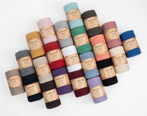4 ملم حبلا واحد MACRAME الحبل الحبل 82 ياردة ، حبل ماكرام ملون ، حبل قطنية الغزل الماكرين ، الحبل الحرف القطن الملون للتعليق الجدار ، شماعات النبات ، الحرف ، الحياكة (أبيض ، 4 مم 1 skein) in Kuwait