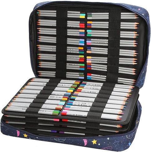 Lbxgap Portable Colored Pencil Case 480 Slots Pencil Case or 320 Gel Pen Case Large Capacity Pencil Organizer with Handle Strap Handy Colored Pencil Box for Artist in Kuwait